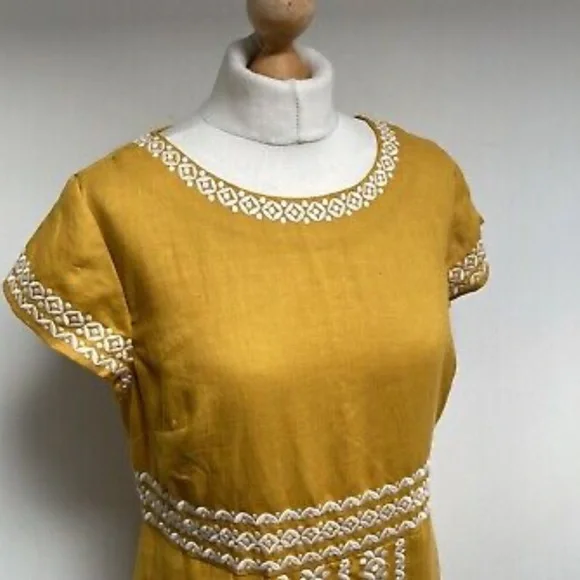 Boden - Laura Linen Embroidered Dress Sz 6L - Picture 11 of 13